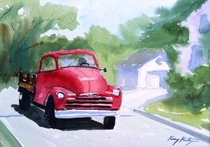 Red Devil Pickup 16" x 20" $200 watercolor